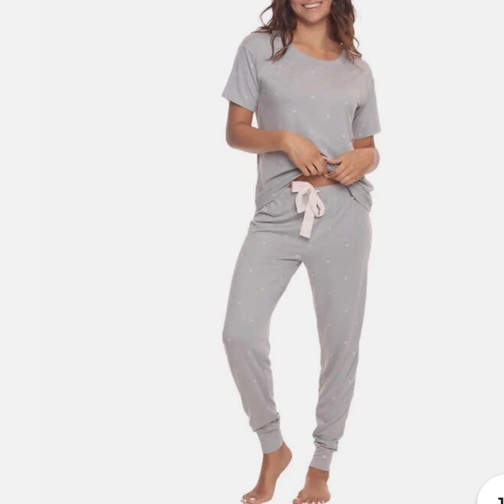 NWT Felina Womens 3 Piece Pajama Set Lounge Set‎ Gray Stars XL